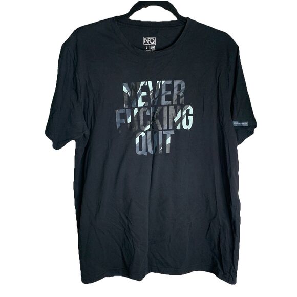 NFQ (Never F*cking Quit) T-Shirt Mens Camo Graphic Short Sleeve Size Large Black - Picture 2 of 9